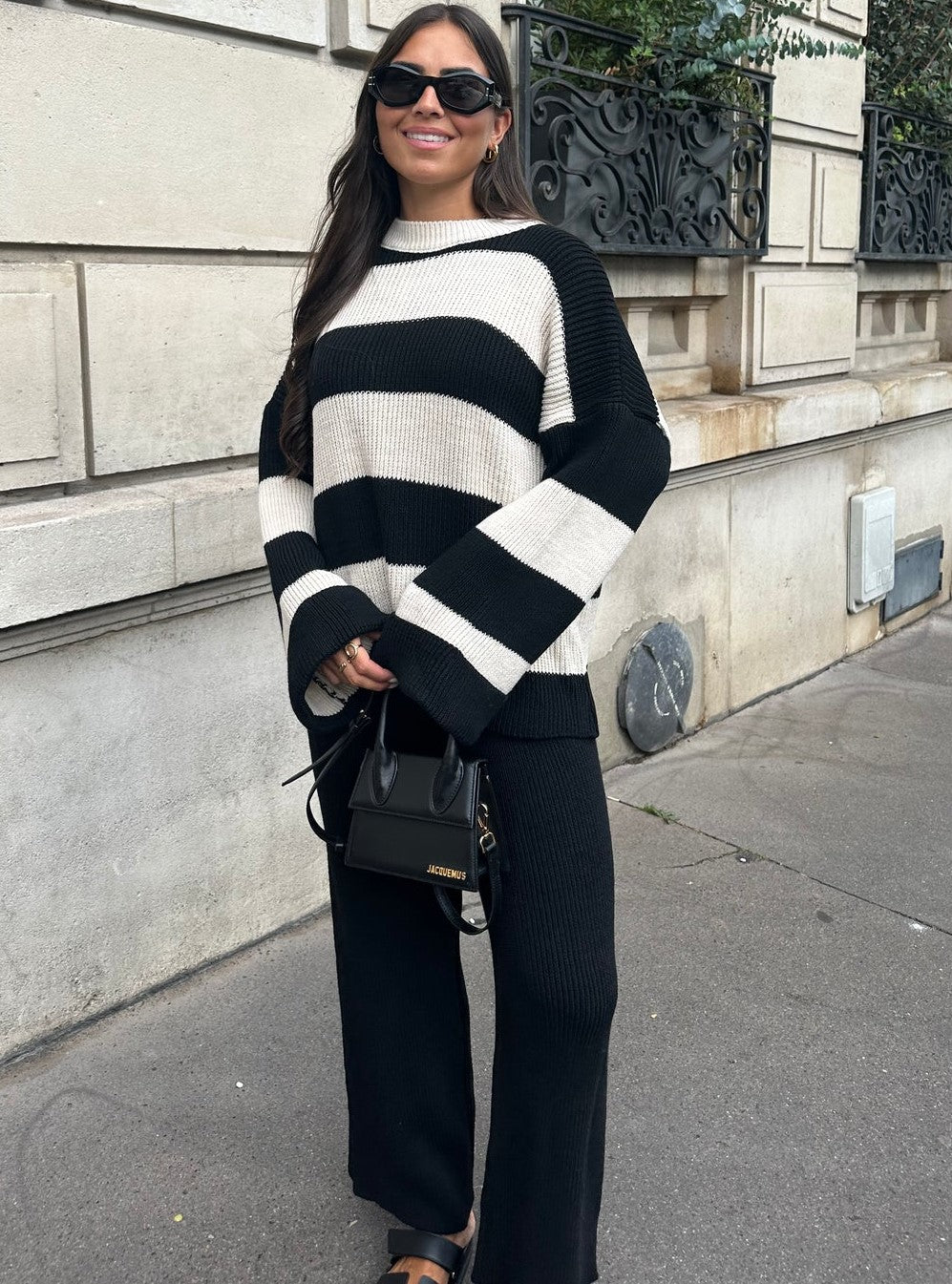 Stripe Knitted Co-Ord Black