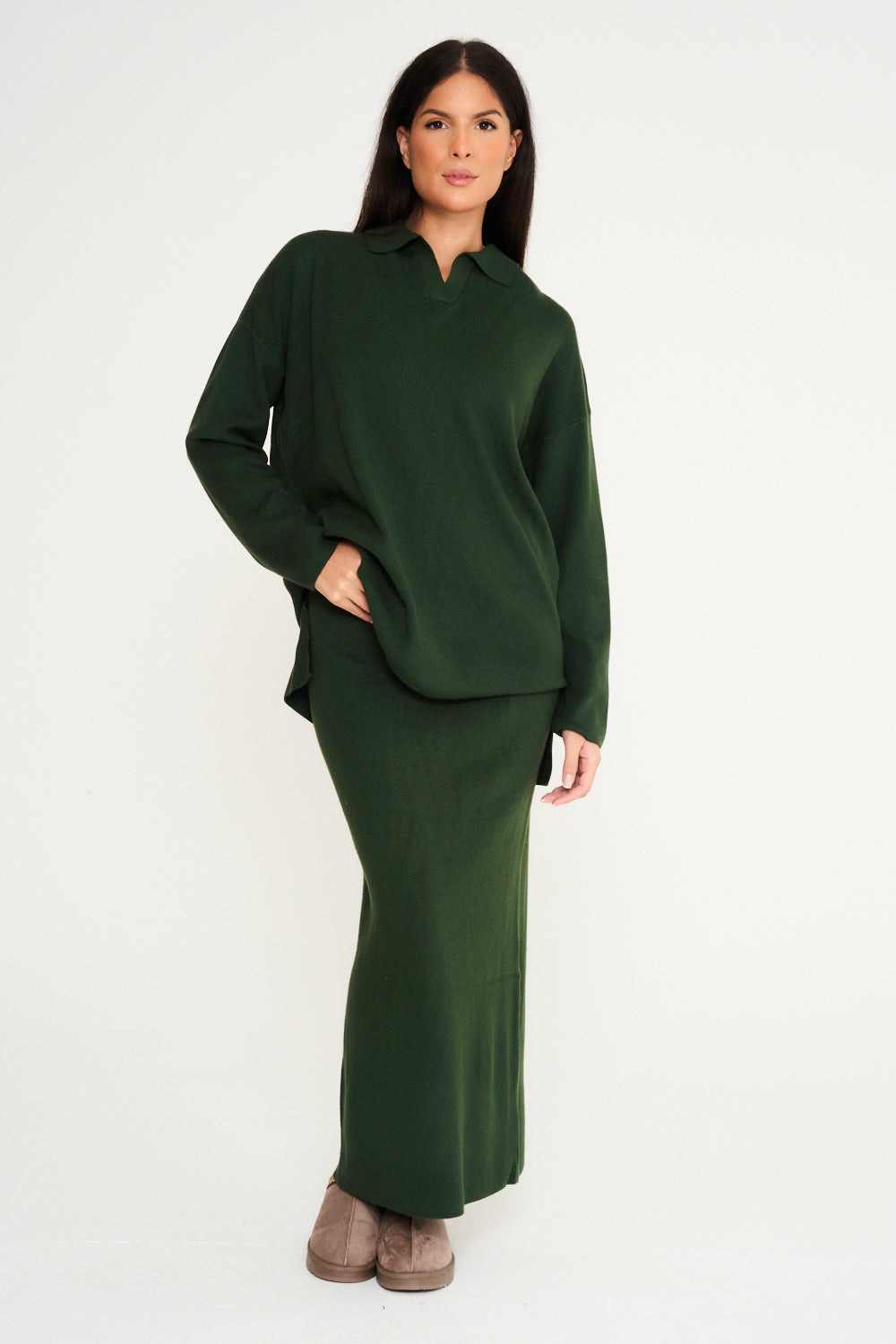 Lana Knitted Co-Ord Green - Main Image
