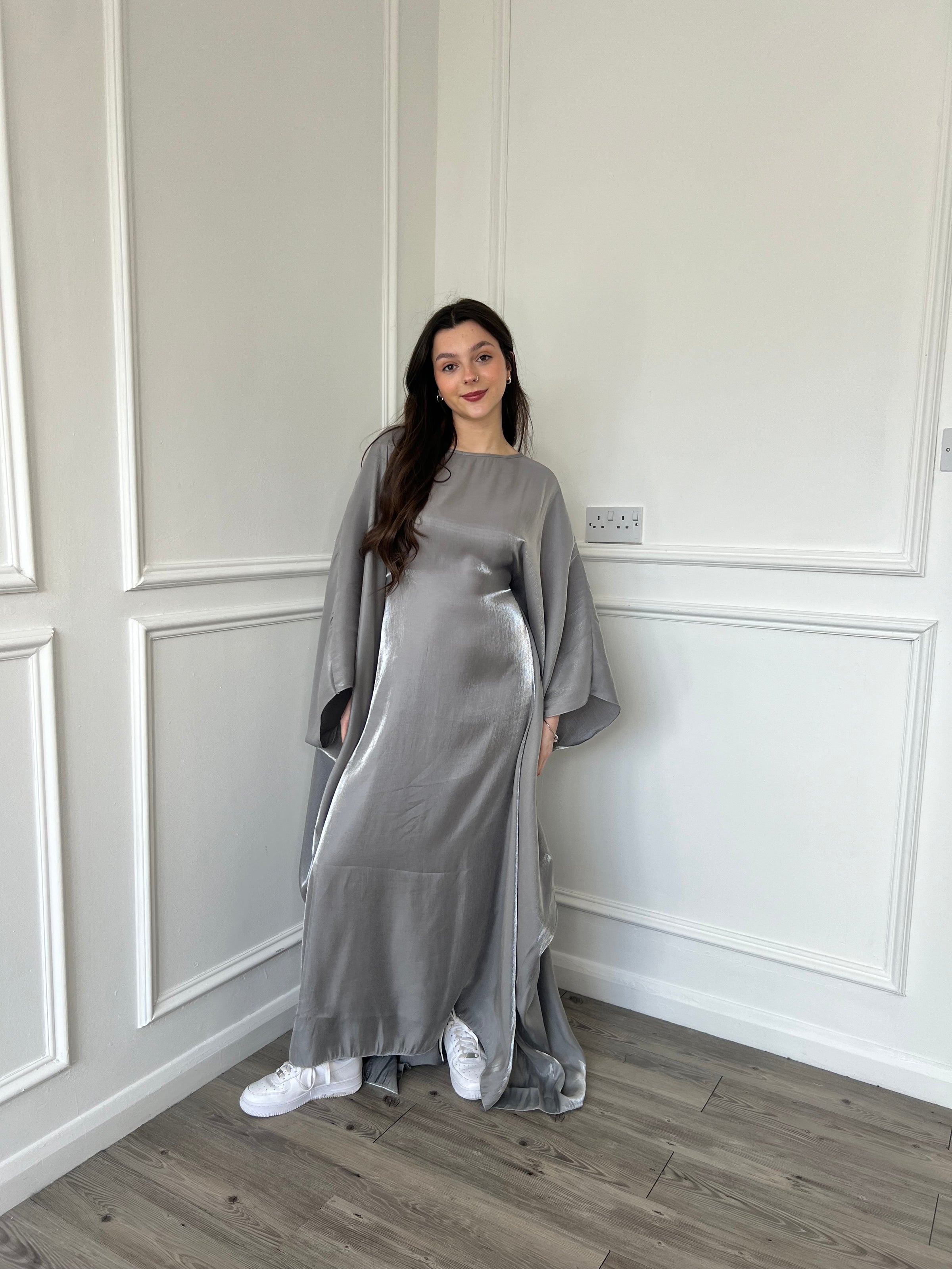 grey kaftan dress Linen dress Odette L / Dark blue