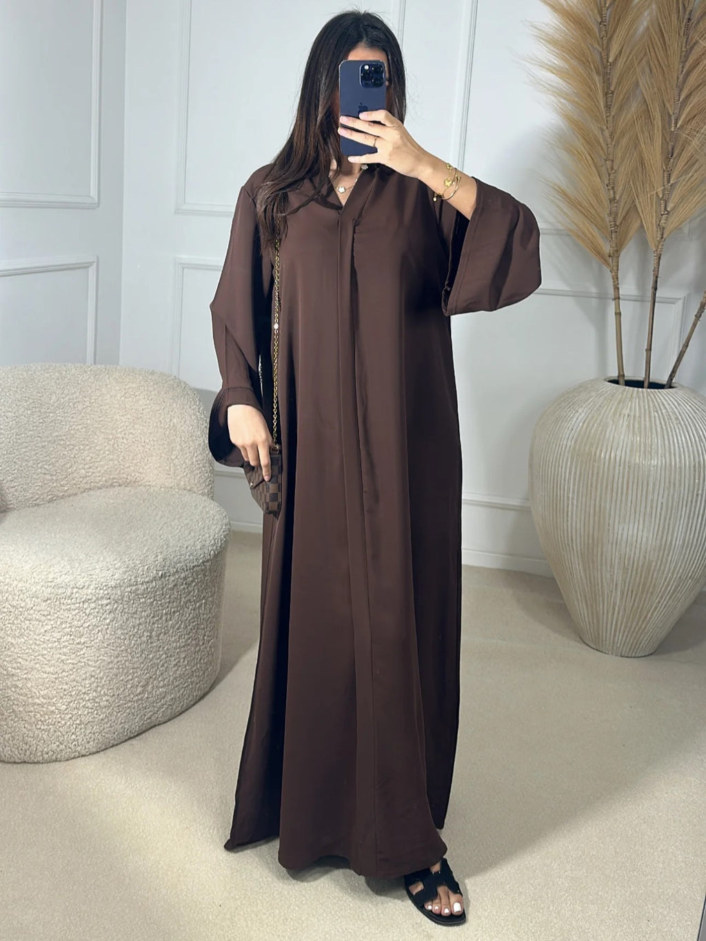 Women's Basic Closed Chocolate Brown Abaya | Modest Clothing – Femme ...