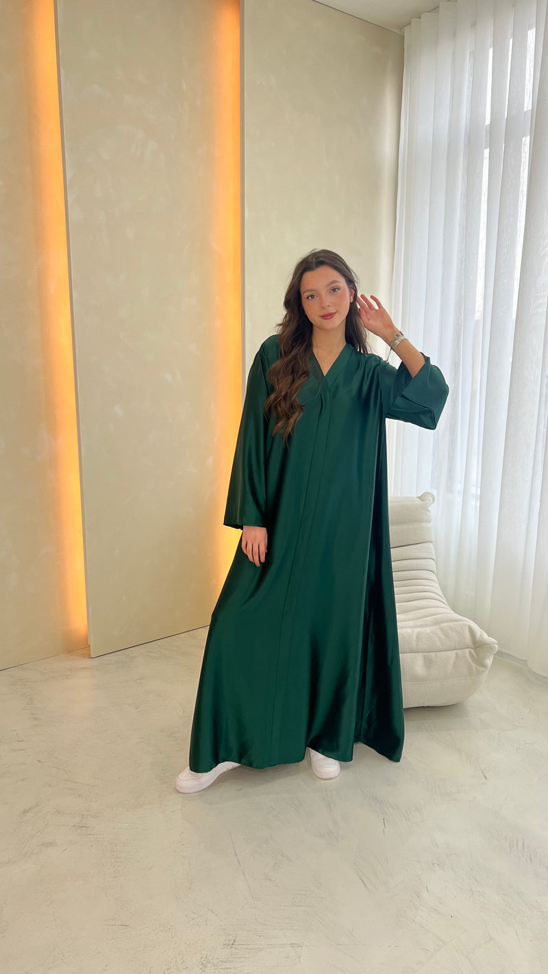 Heavy Satin Abaya - Emerald