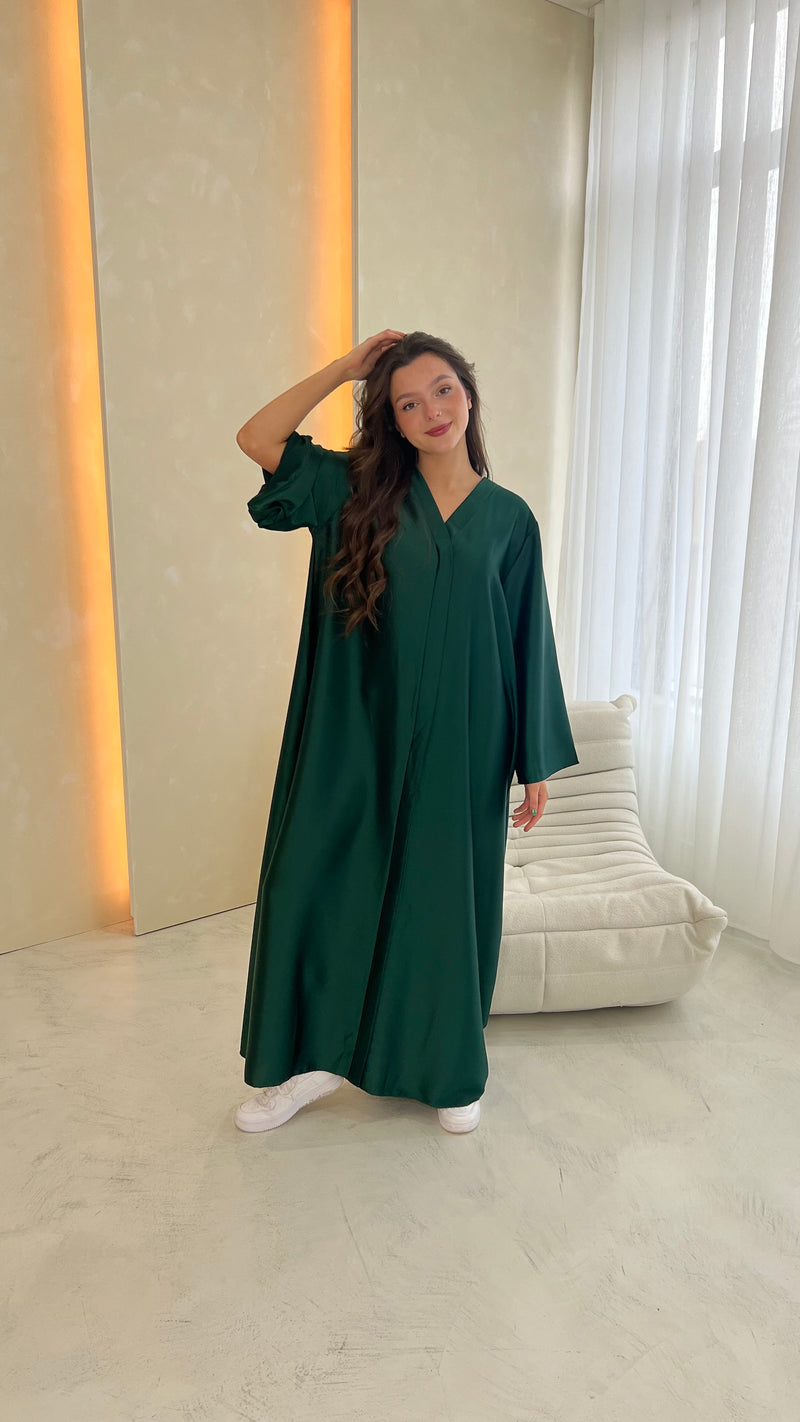 Heavy Satin Abaya - Emerald