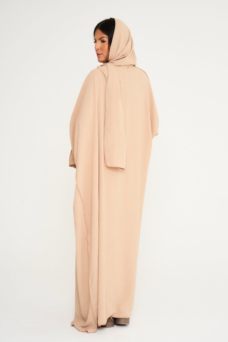 Three Piece Basic Abaya - Light Beige