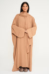 Three Piece Basic Abaya - Dark Beige