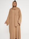 Three Piece Basic Abaya - Dark Beige