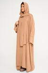 Three Piece Basic Abaya - Dark Beige