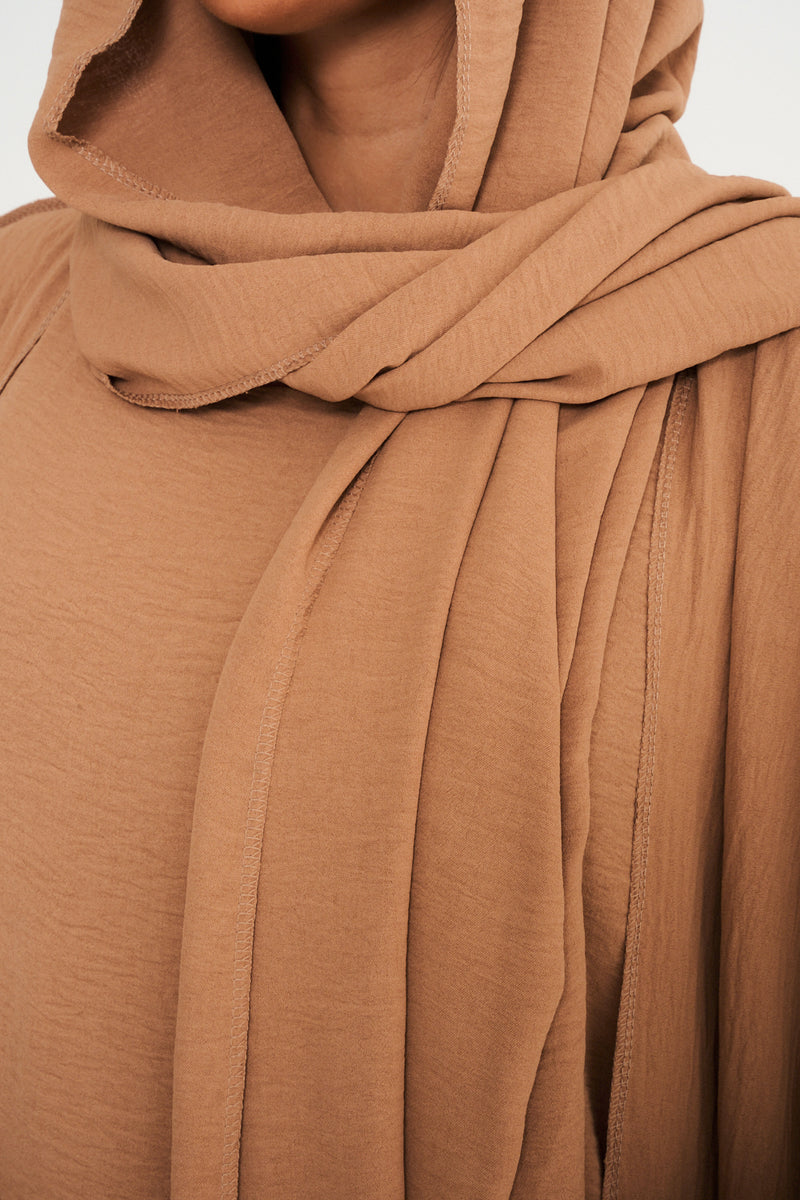 Three Piece Basic Abaya - Dark Beige