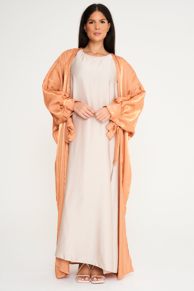 Shimmer Kimono Abaya - Orange