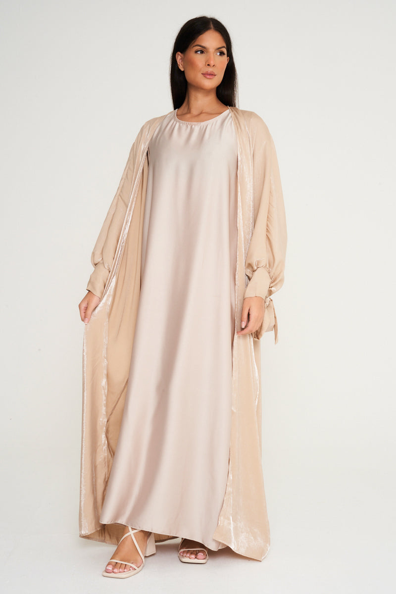 Shimmer Kimono Abaya - Champagne Cream