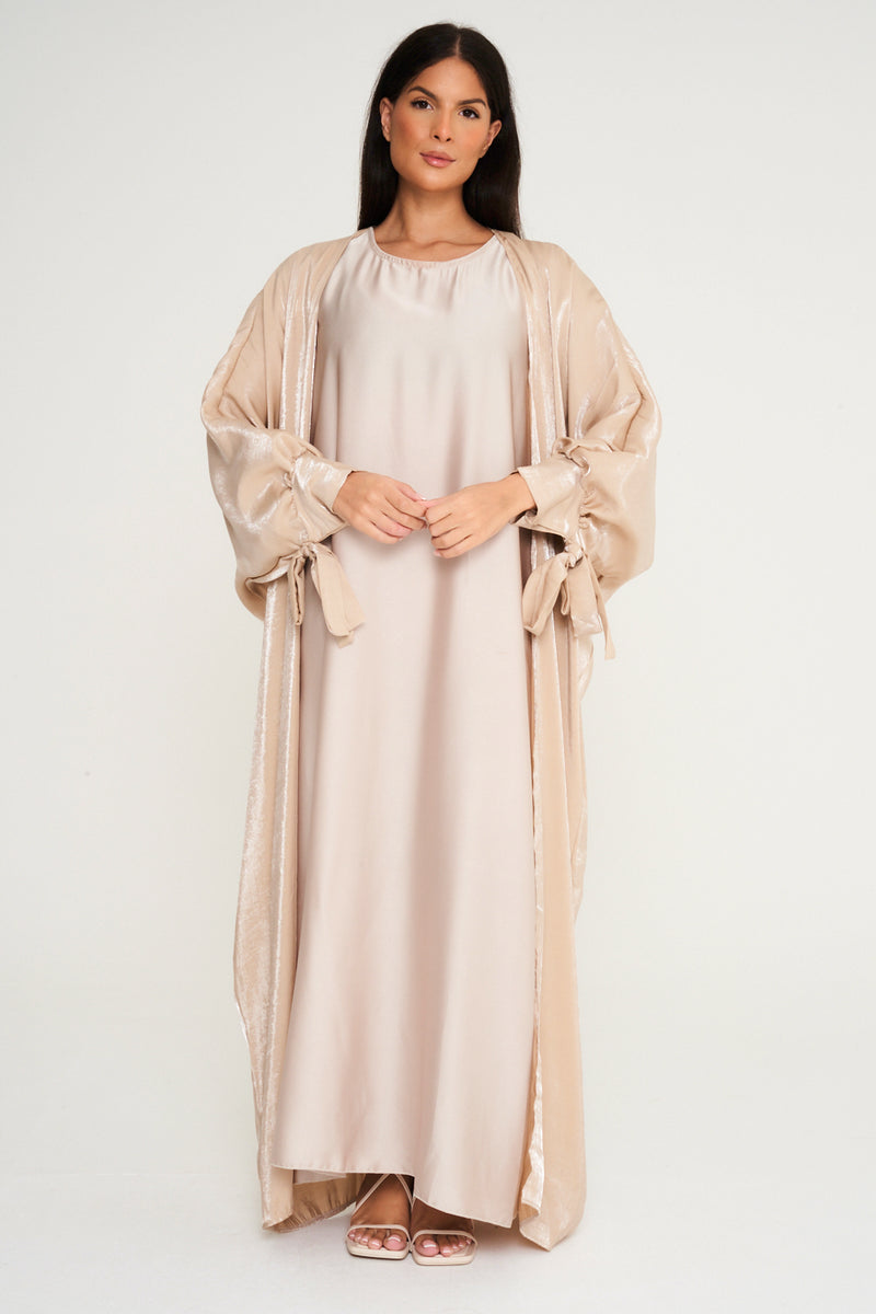 Shimmer Kimono Abaya - Champagne Cream