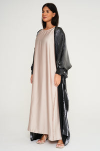 Shimmer Kimono Abaya - Silver Grey