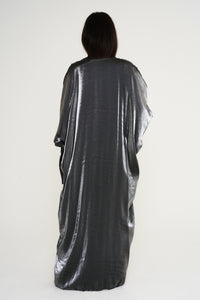 Shimmer Kimono Abaya - Silver Grey