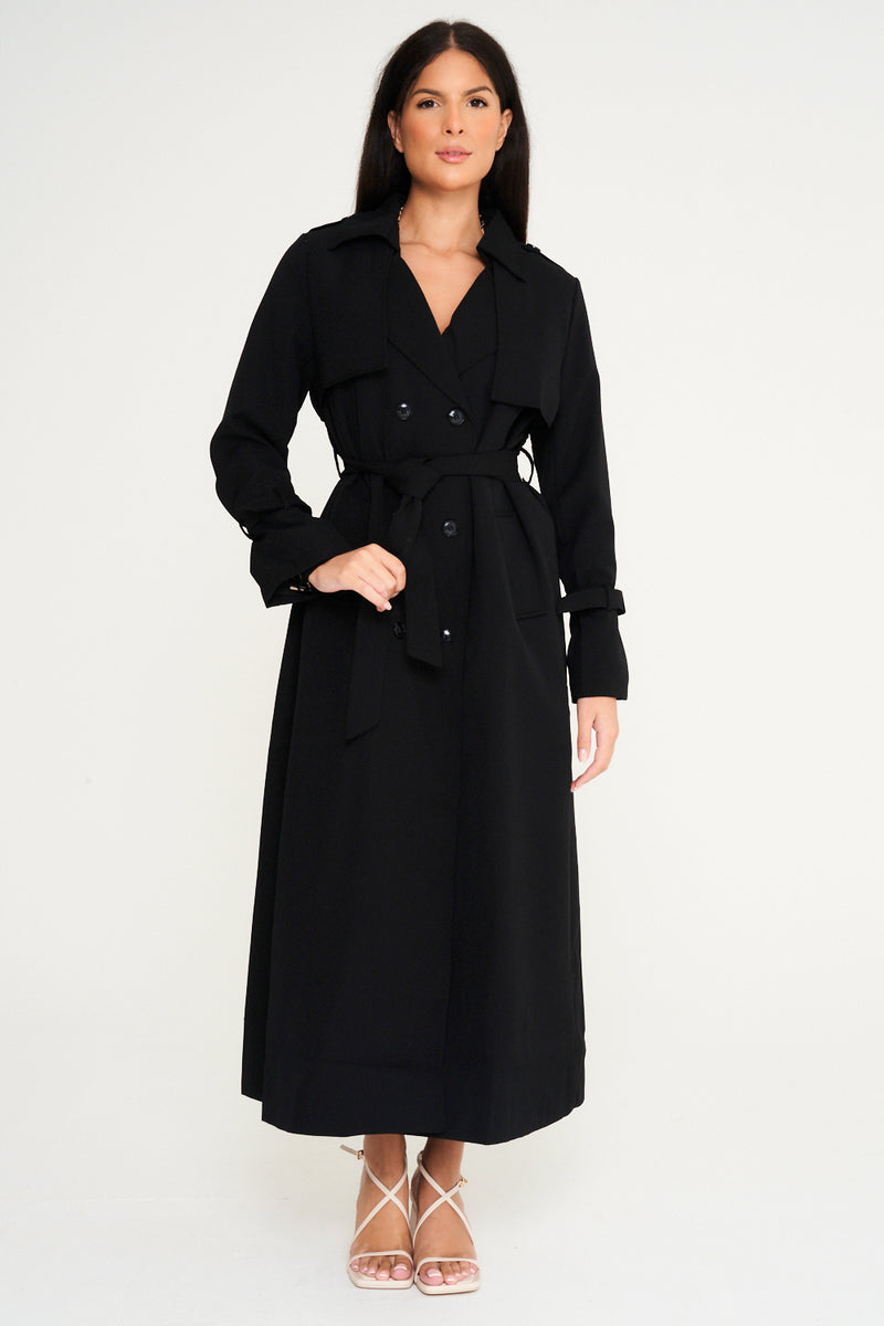 Maxi Trench Coat - Black