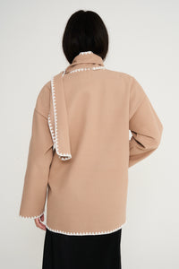 Nella Scarf Shacket - Beige