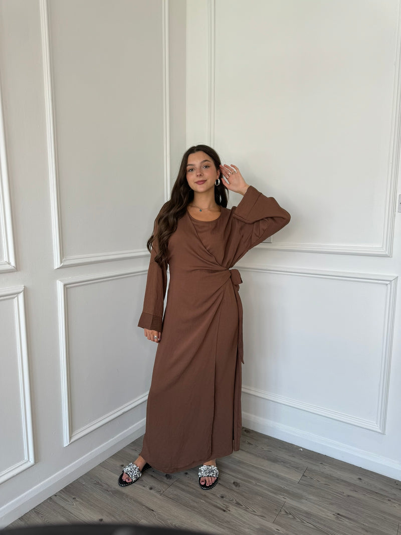 Side Tie Dress - Chocolate