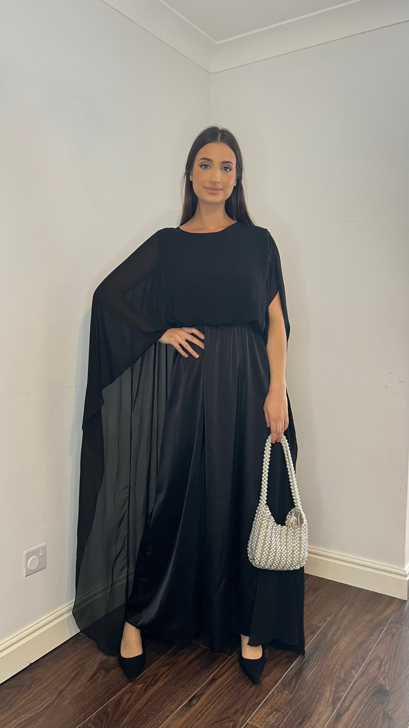 Enis Cape Dress - Black