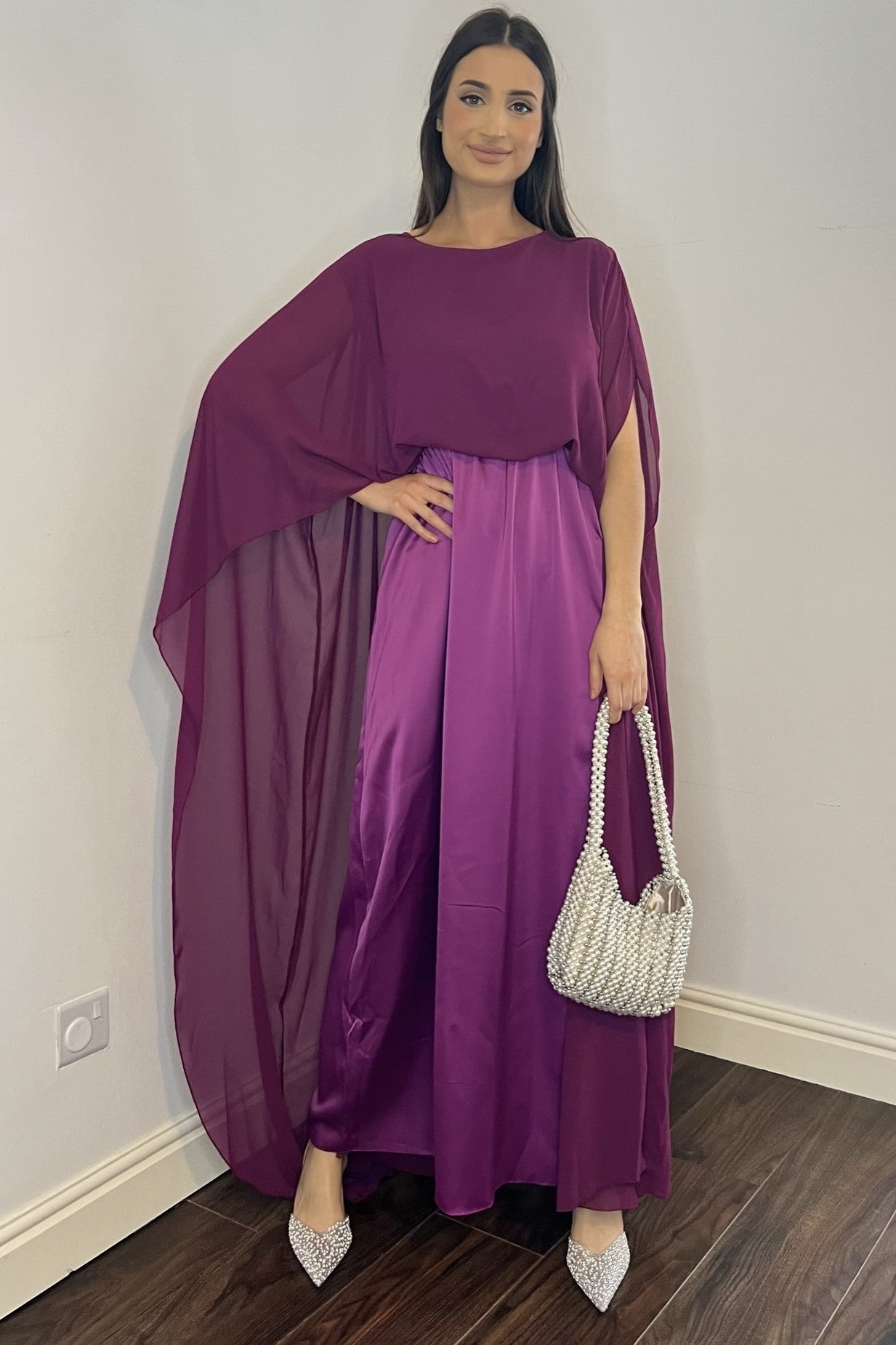 Maxi Plum Purple Formal Modest Cape Dress | Modest Clothing