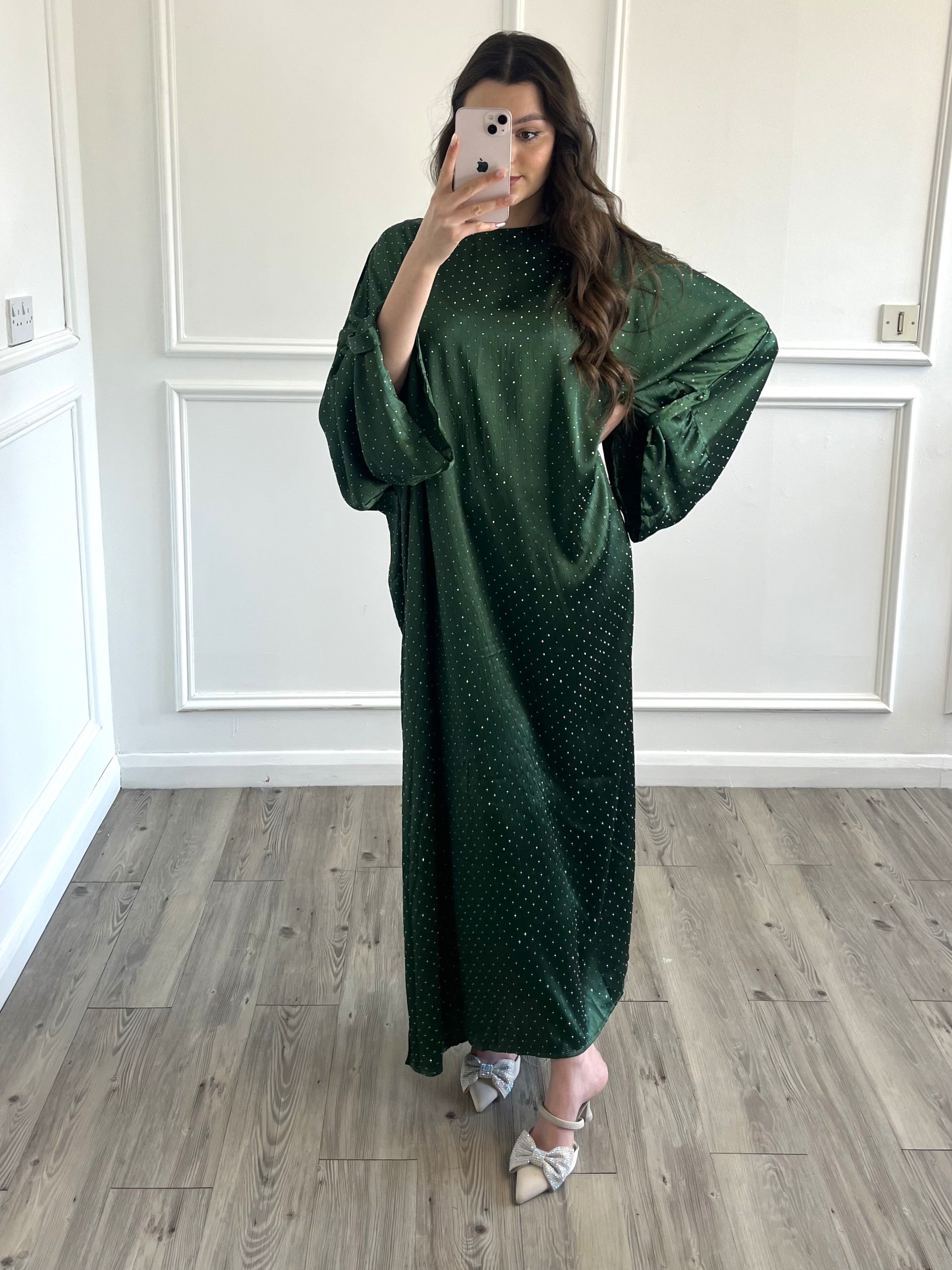 Aaliyah Sparkle Abaya - Emerald