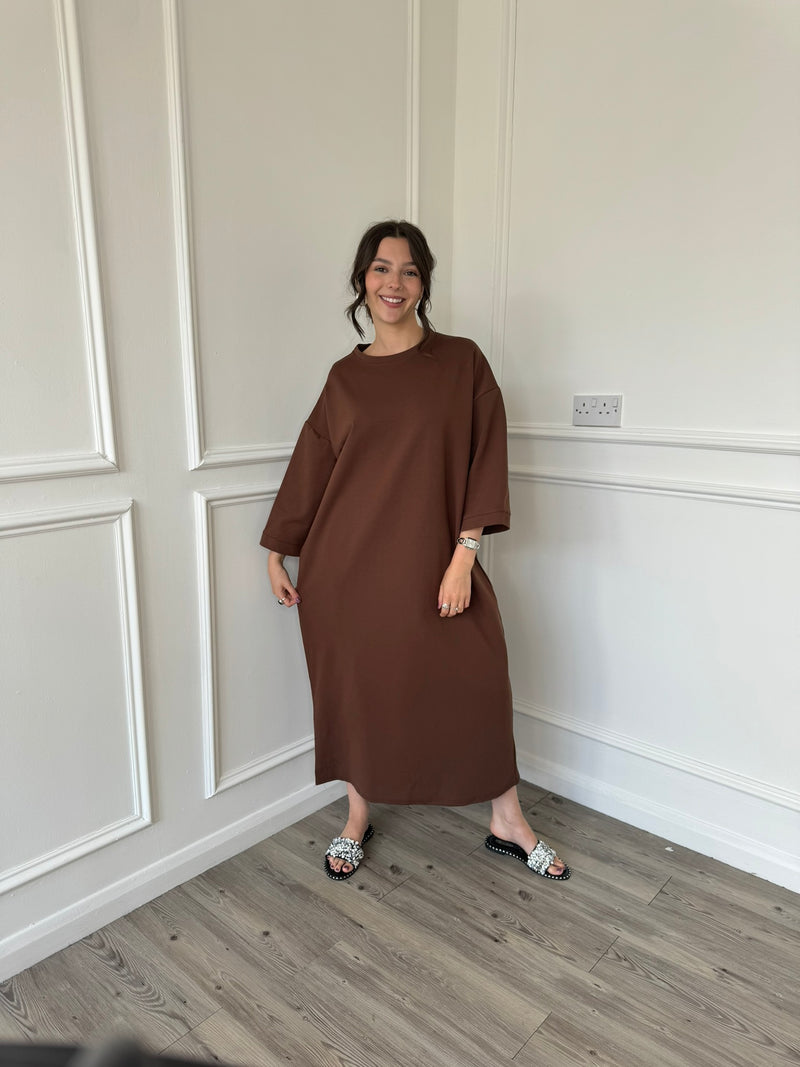 Nina Sweatshirt Dress - Chocolate