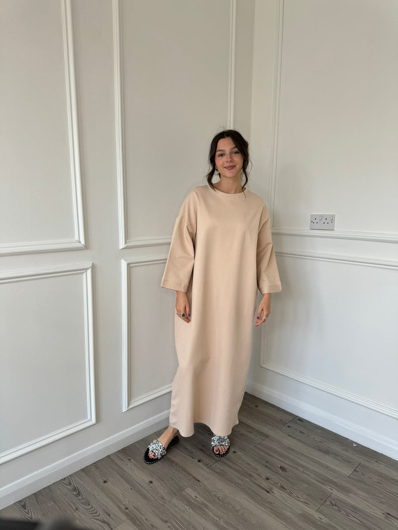 Nina Sweatshirt Dress - Beige