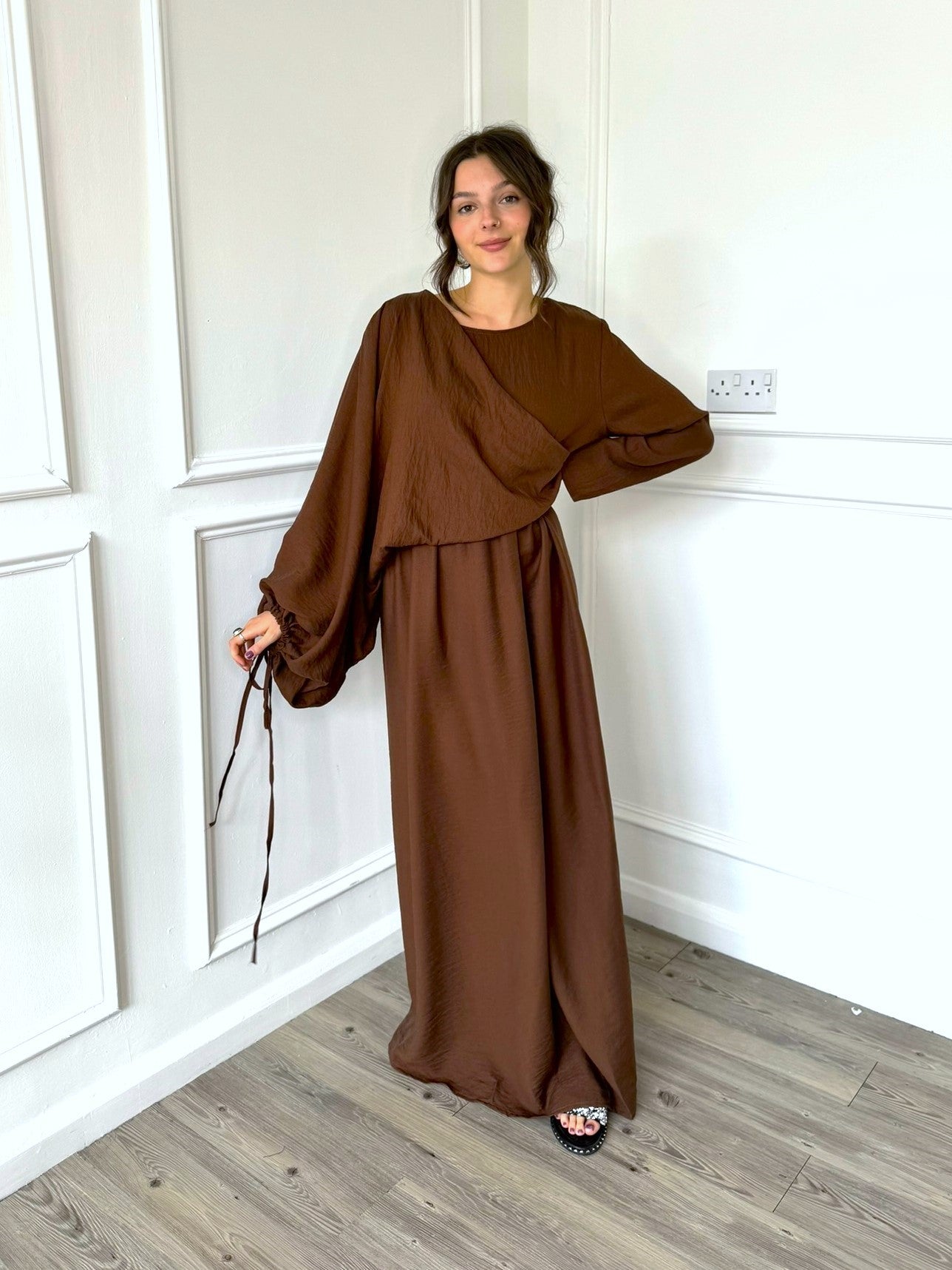 Womens Maxi Linen Chocolate Brown Dress | Modest Clothing Femme Couture Womens Maxi Linen Chocolate Brown Dress | Modest Clothing Femme Couture