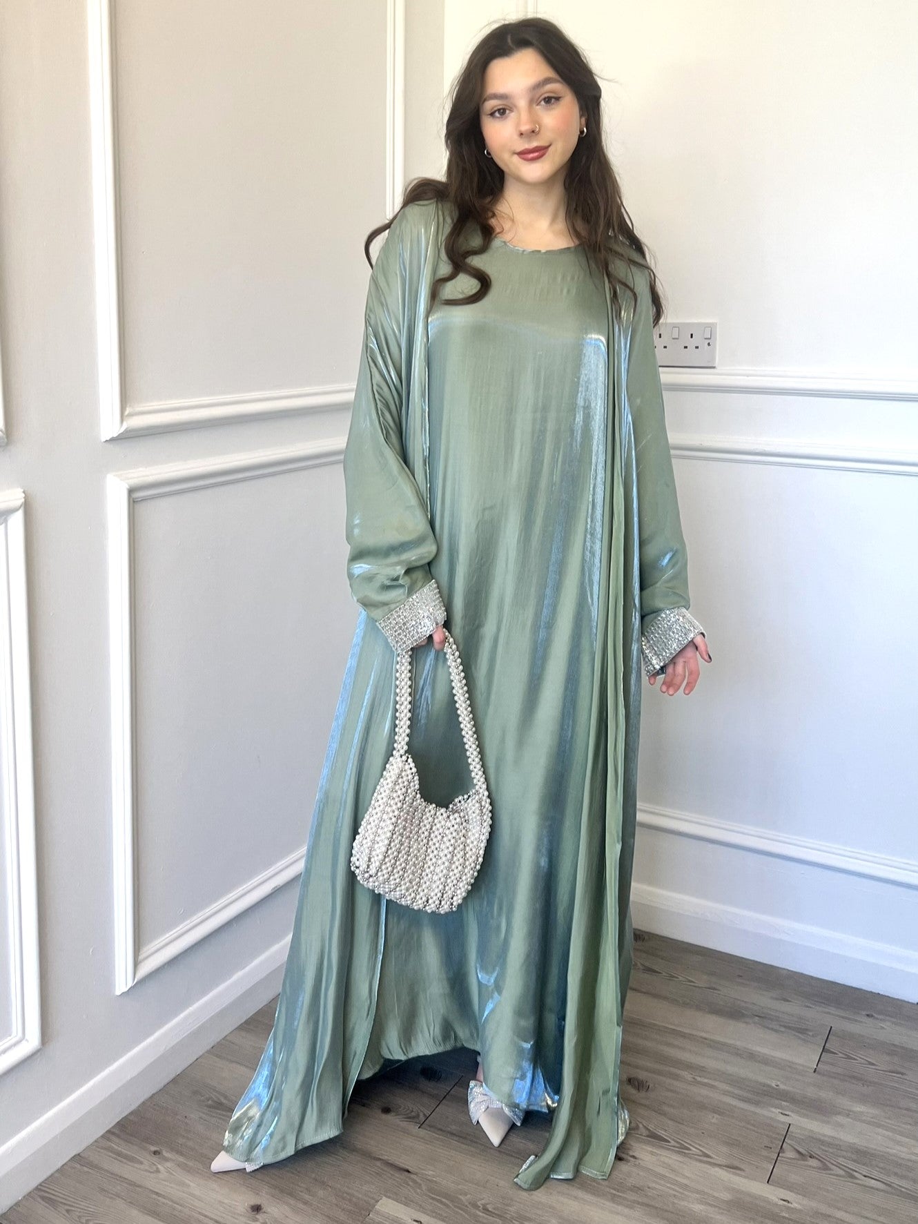 Bella 2 Piece Abaya - Sage Green Bella 2 Piece Abaya - Sage Green