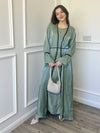 Amaya Shimmer 3 Piece Abaya - Sage Green