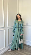 Amaya Shimmer 3 Piece Abaya - Sage Green