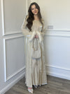 Shimmer Feather Cuff 3 Piece Abaya - Cream