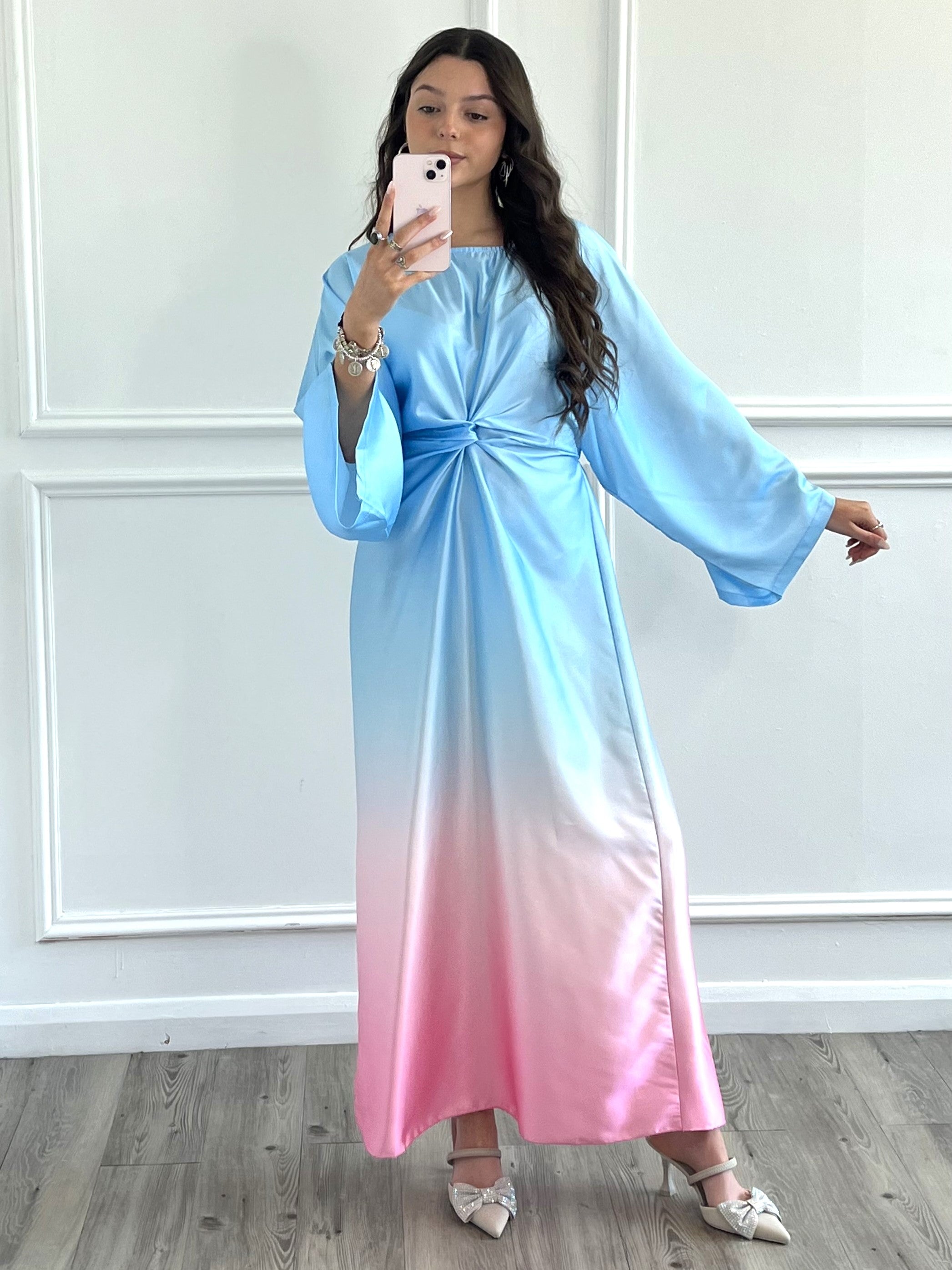 Women's Maxi Summer Ombre Twist Blue Dress | Modest Clothing Femme Couture Women's Maxi Summer Ombre Twist Blue Dress | Modest Clothing Femme Couture