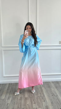 blue and pink ombre dress Luxury Fairy Sequins Prom Dress
