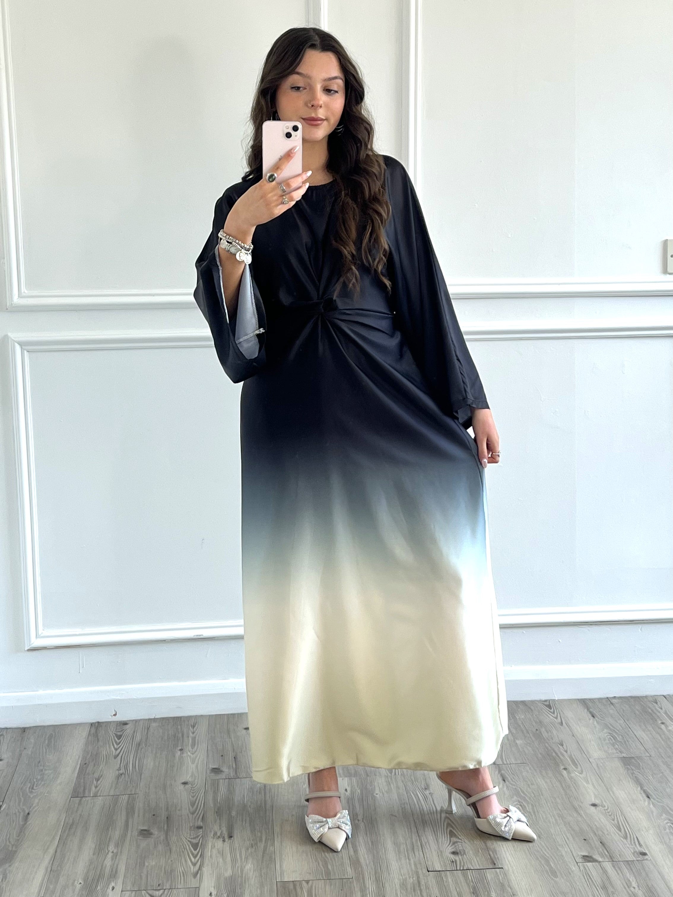 Women's Maxi Summer Ombre Twist Black Dress | Modest Clothing Femme Couture Women's Maxi Summer Ombre Twist Black Dress | Modest Clothing Femme Couture
