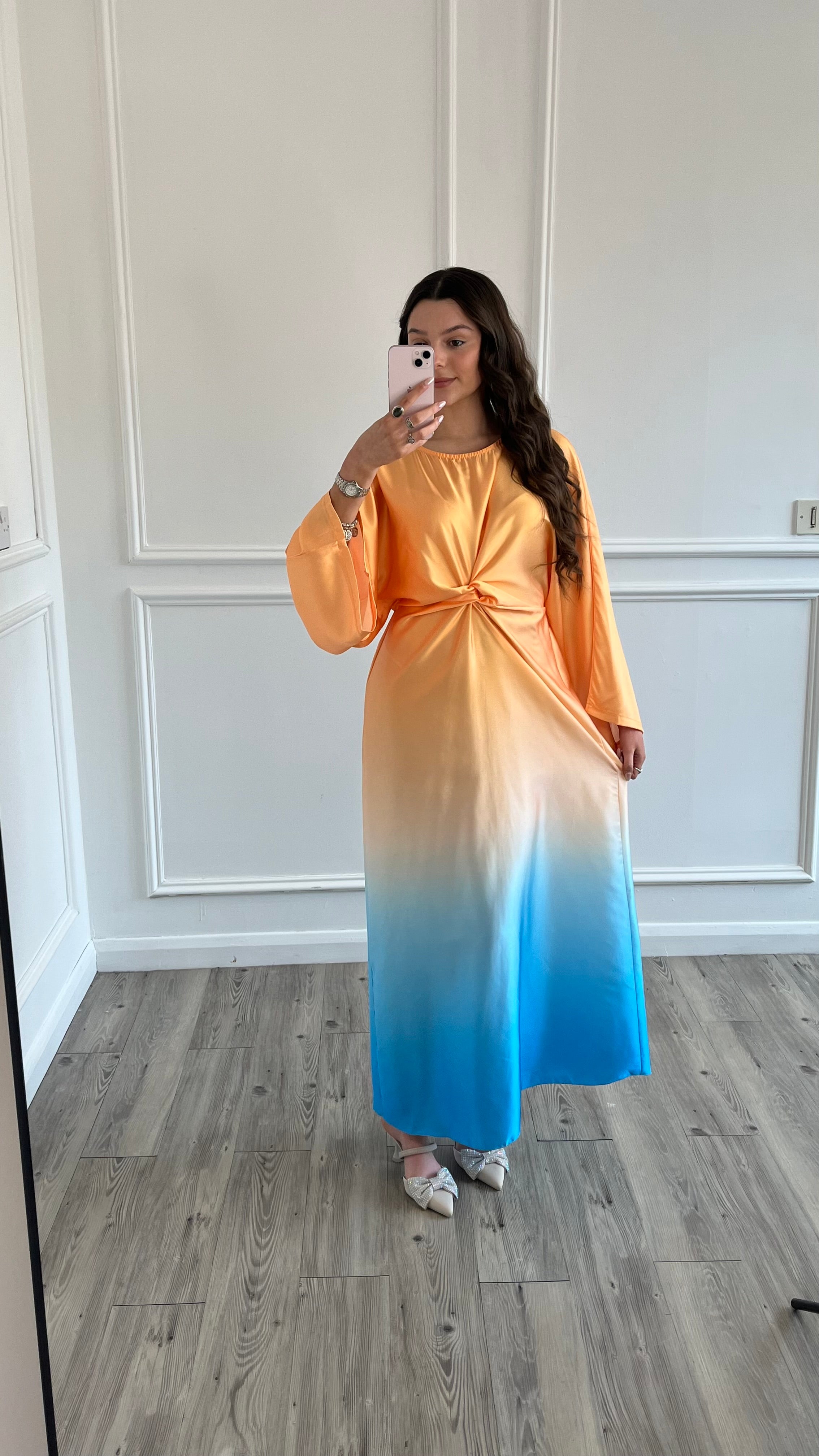 blue and orange ombre dress Blue And Orange Ombre Dress Ombre Blue And Orange Gown The Golden Hour Sunset Ombre Pleated