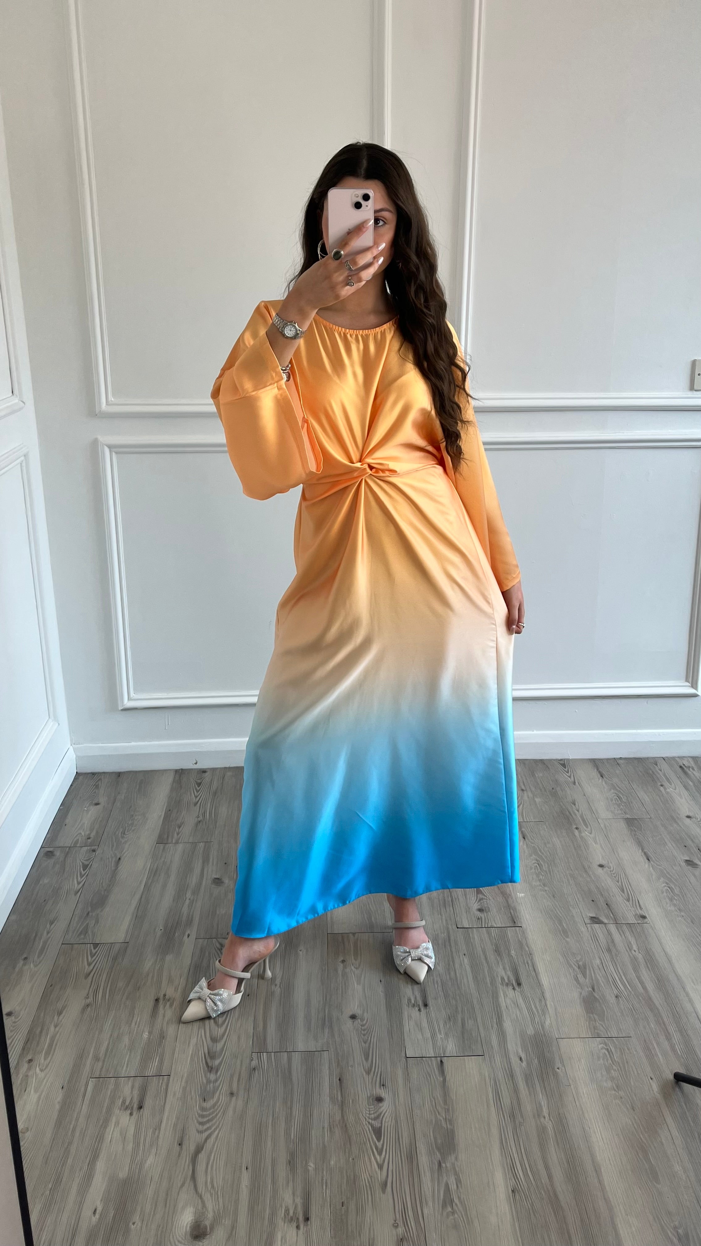 Women's Maxi Summer Ombre Twist Orange Dress