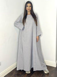 Alya 2 Piece Abaya - Light Grey