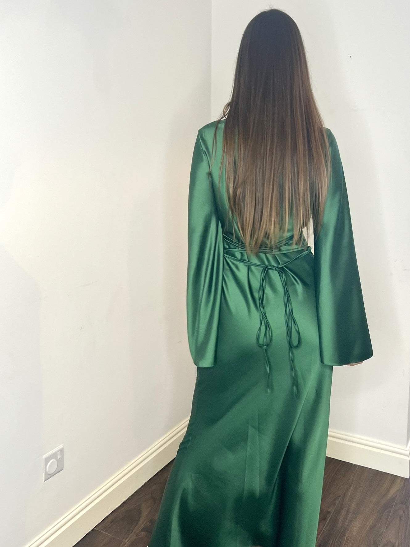 Women's Maxi Emerald Green Satin Dress | Modest Clothing Femme Couture Women's Maxi Emerald Green Satin Dress | Modest Clothing Femme Couture