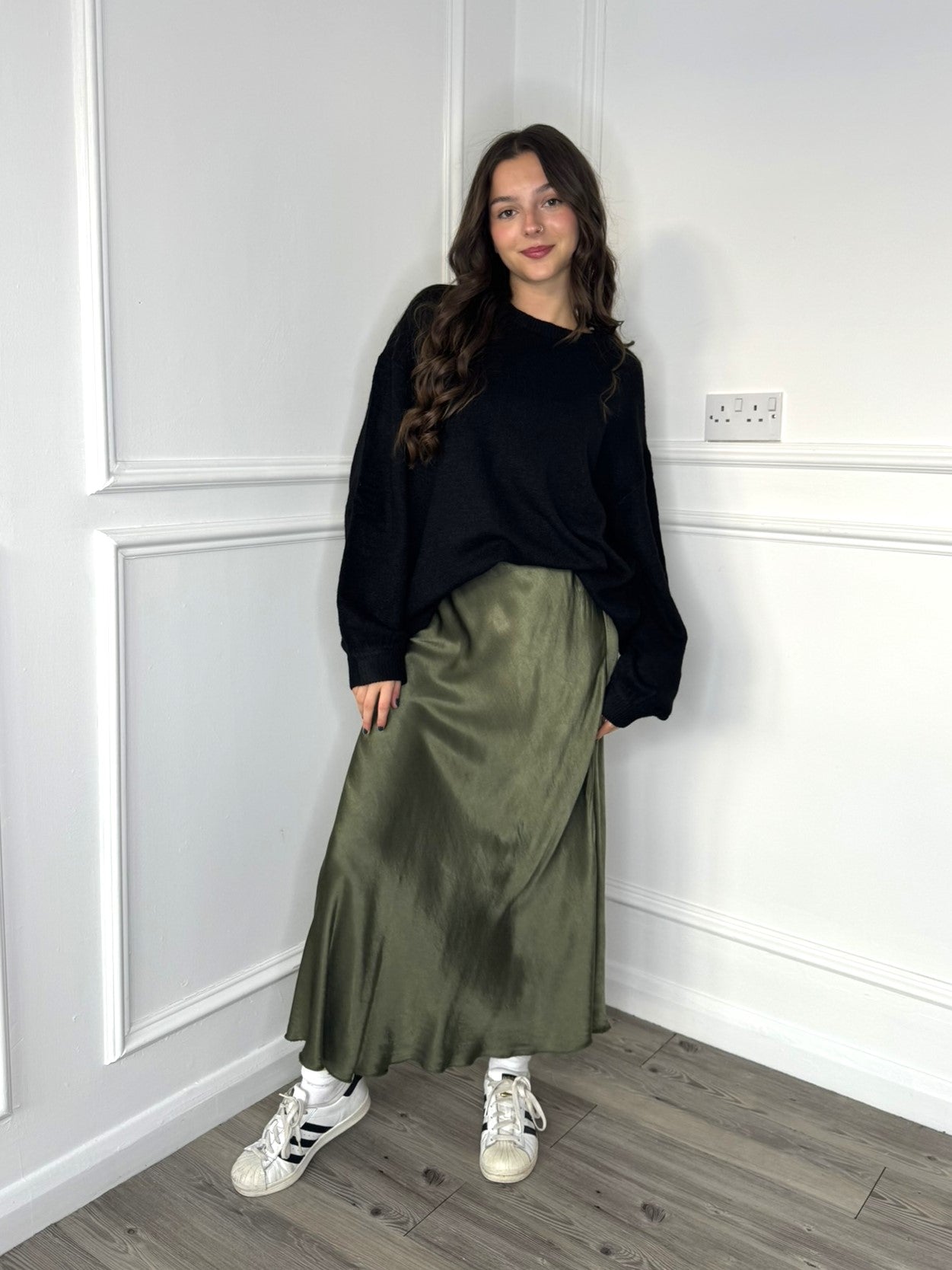 Heavy Satin Skirt - Khaki