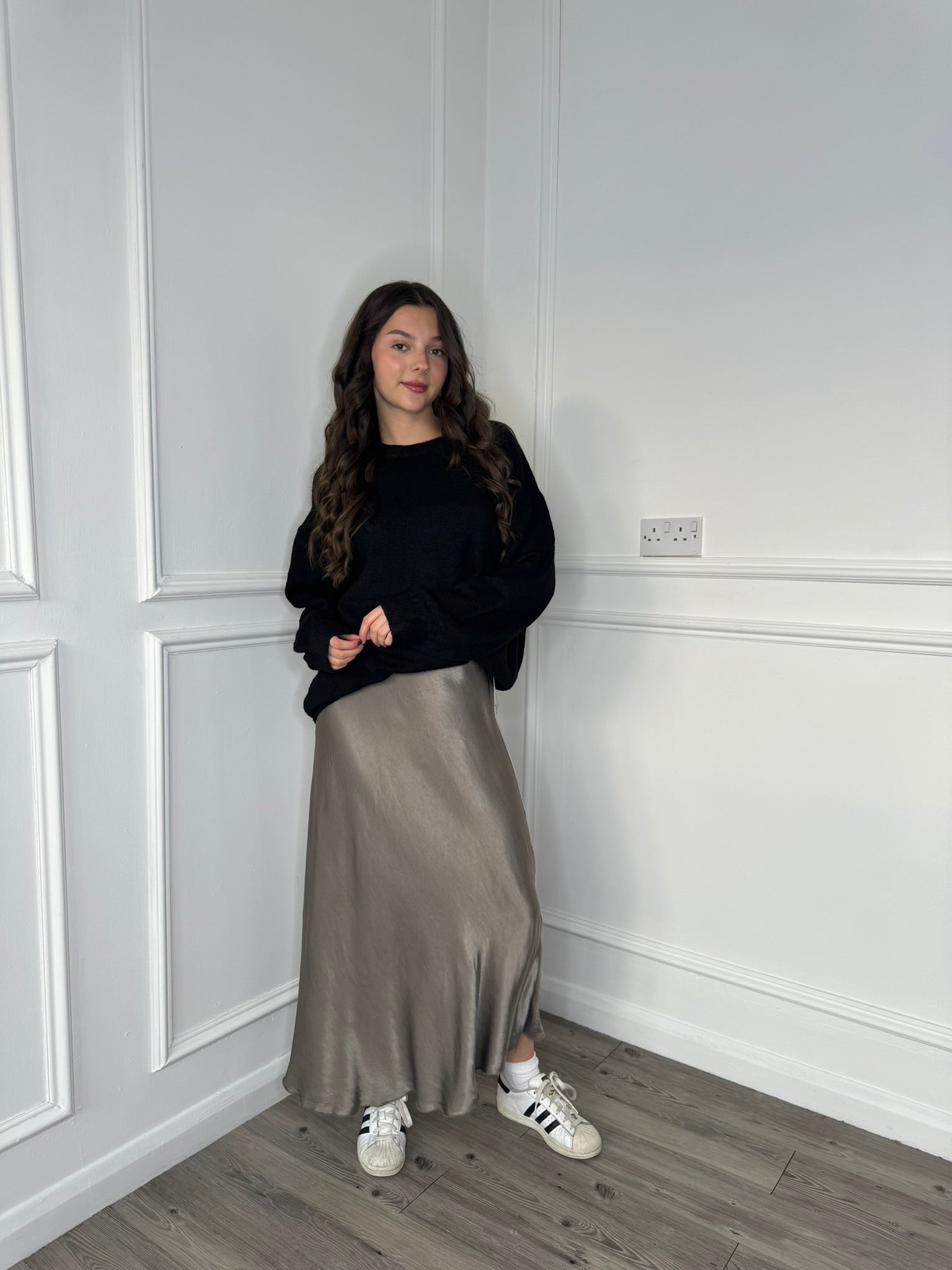 Heavy Satin Skirt - Taupe