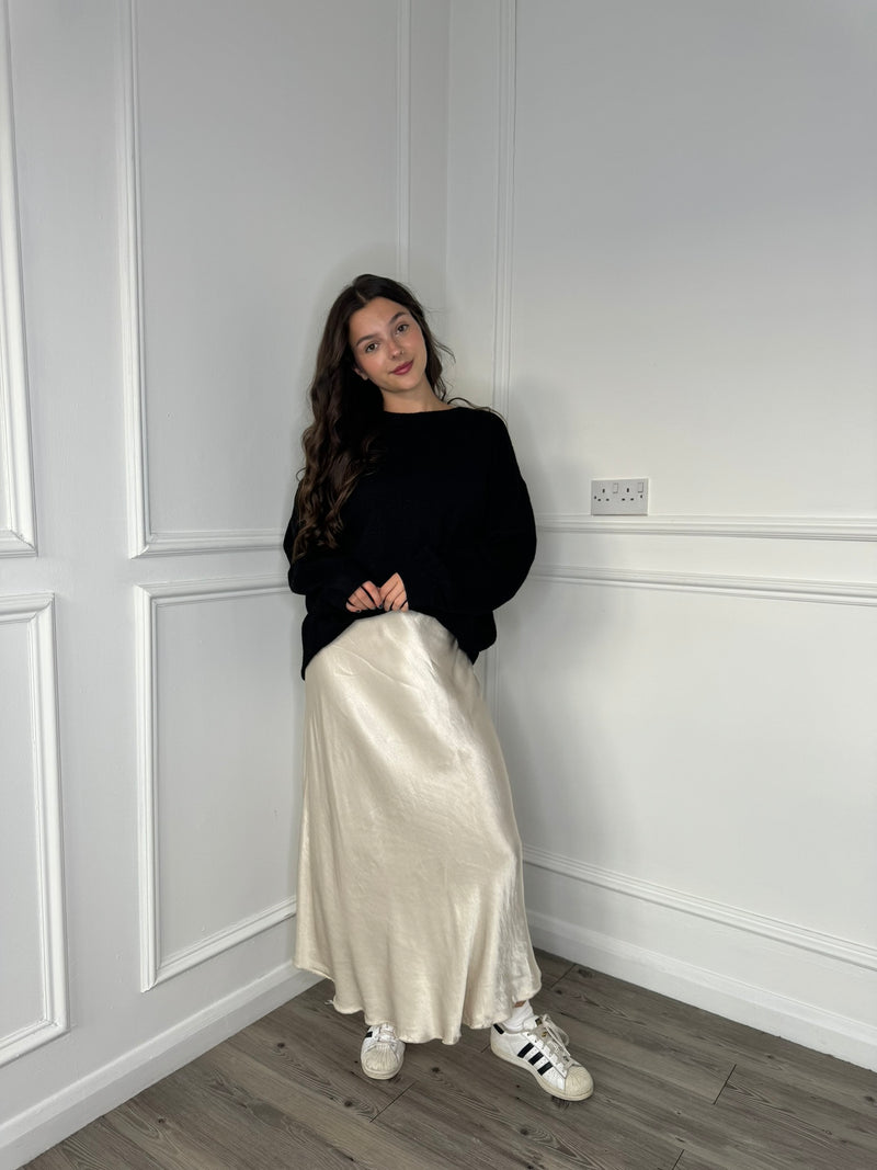 Heavy Satin Skirt - Champagne