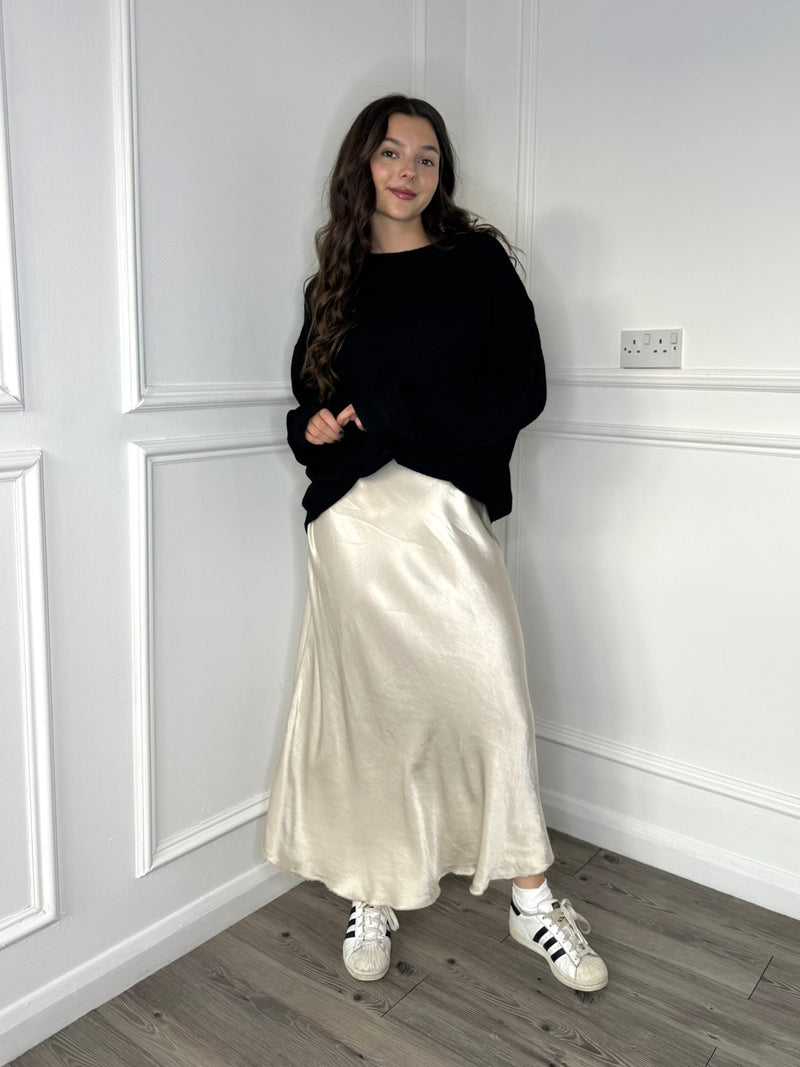 Heavy Satin Skirt - Champagne