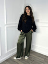 Heavy Satin Trousers - Khaki