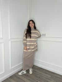 Stripe Skirt Co-Ord - Taupe