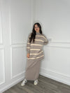 Stripe Skirt Co-Ord - Taupe