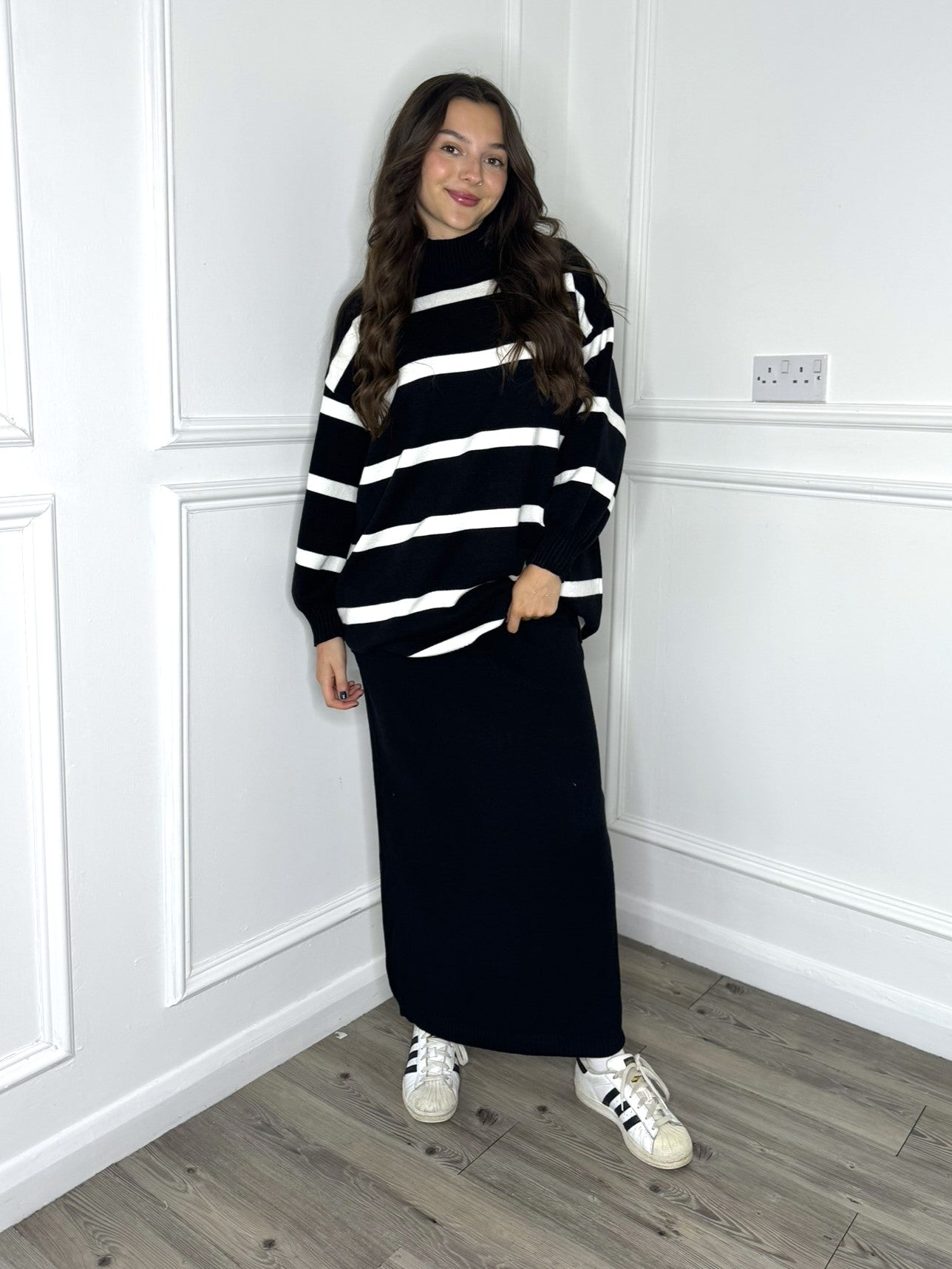 Stripe Skirt Co-Ord - Black