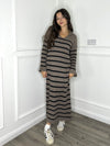 Alya Stripe Dress - Taupe