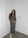 Alya Stripe Dress - Taupe