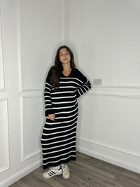 Alya Stripe Dress - Black