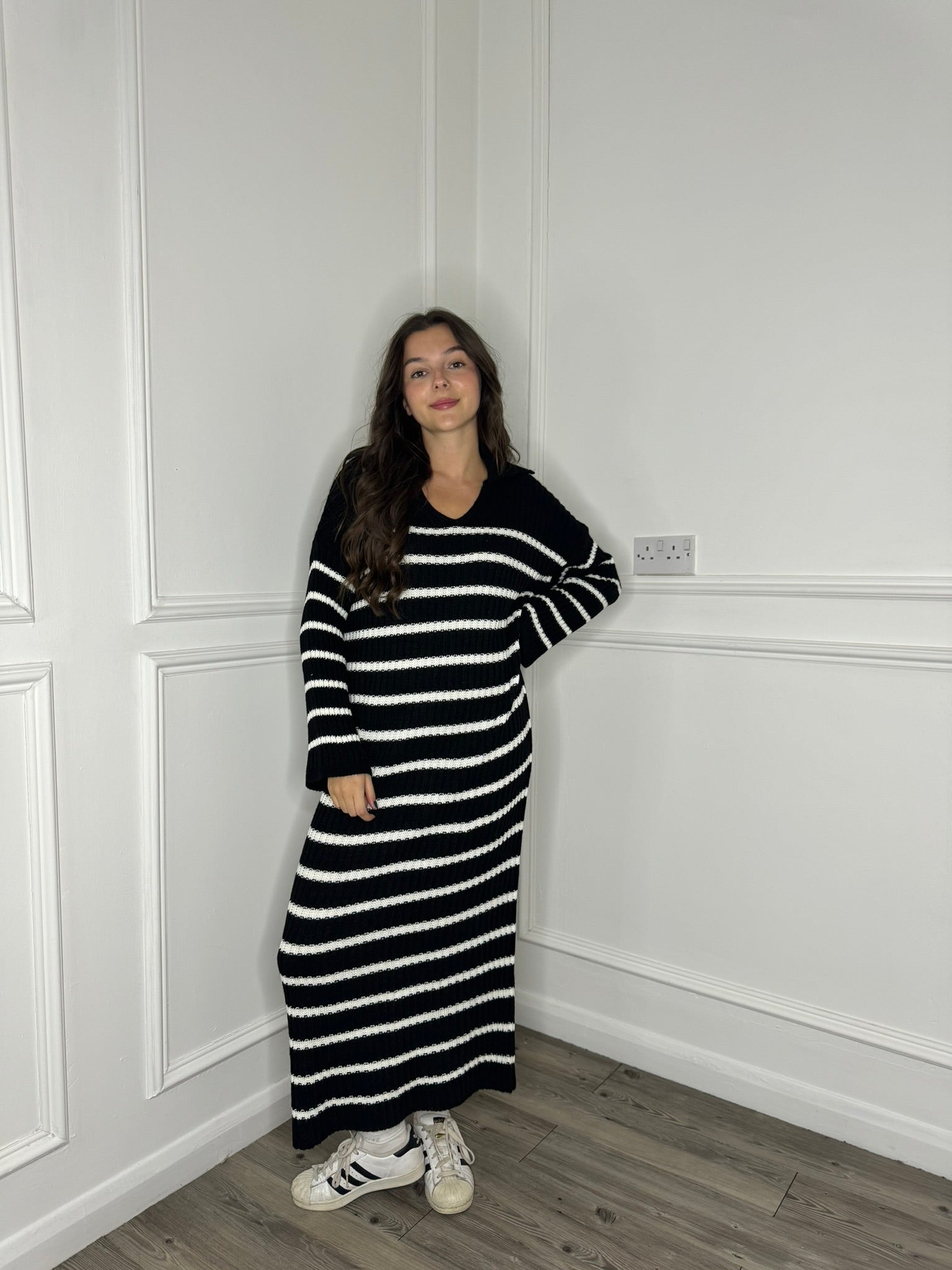 Alya Stripe Dress - Black