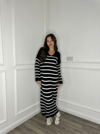 Alya Stripe Dress - Black