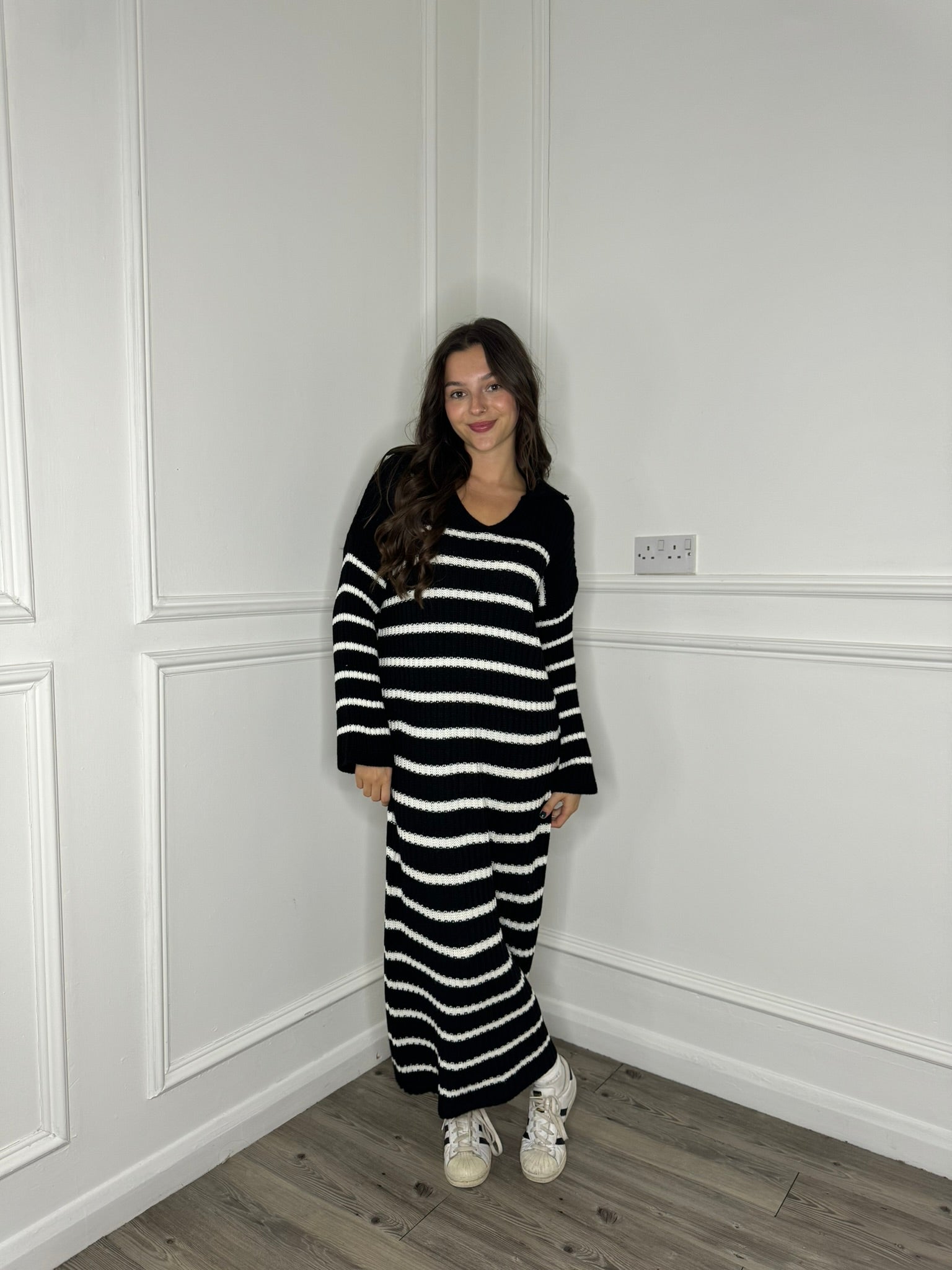 Alya Stripe Dress - Black